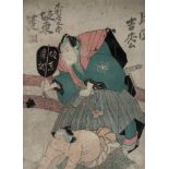 Grp:6 19th c. Japanese Woodblock Prints by Kunisada of Kabuki