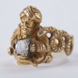 Diamond Ring with Man and Snake