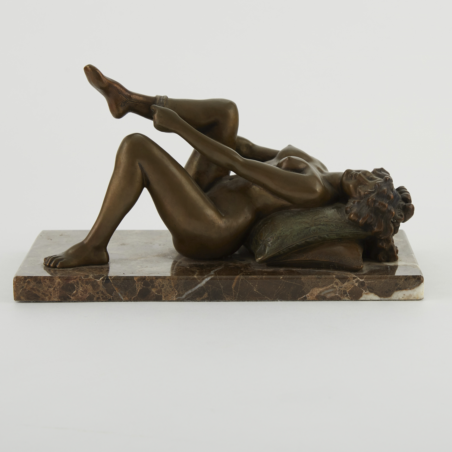 Louis Chalon "Recumbent Female Nude" Bronze Sculpture
