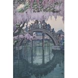 Hiroshi Yoshida "Kameido Bridge" Japanese Woodblock Print
