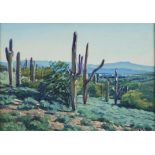 Christopher Gerlach "Saguaro Landscape" Oil on Canvas