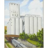 Rod Massey "Grain Elevator" Oil on Canvas