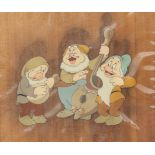 Disney Snow White and the 7 Dwarfs Original Cel "Sneezy Happy Bashful"