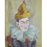 Clara Mairs Clown Portrait Oil on Board