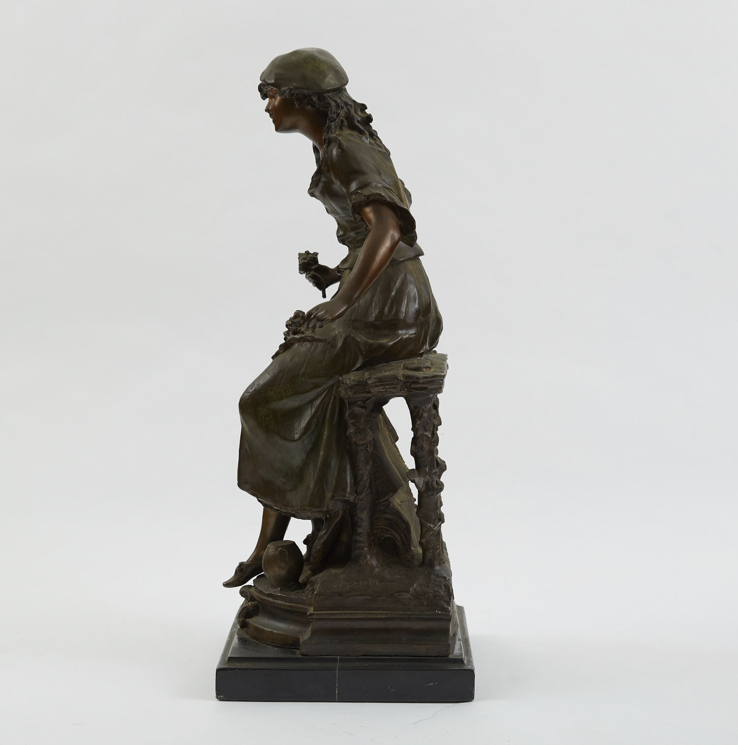 After Auguste Moreau "Red Riding Hood" Bronze Sculpture - Image 2 of 3