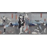 Toyokuni III Japanese Woodblock Print Triptych