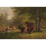 Thomas Craig Cows Oil on Canvas Ornate Frame