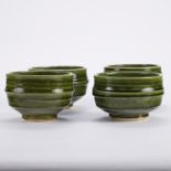 Set of 4 Warren MacKenzie Studio Pottery Bowls Green Glaze Mrkd