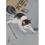 Ohara Koson Cat Woodblock Print