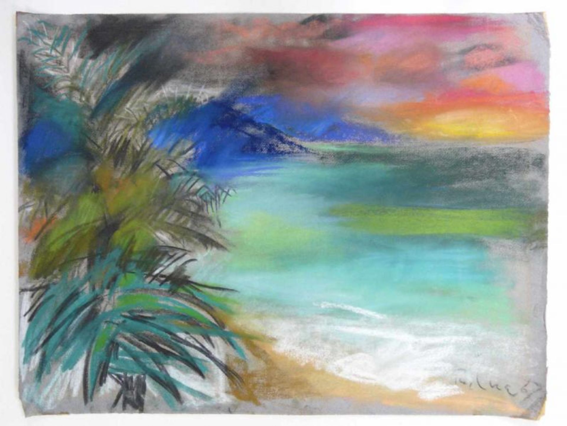 Paul Mathias Padua, Zwei farbenprächtige Küstenlandschaften beim portugiesischen Nazaré am - Bild 4 aus 4