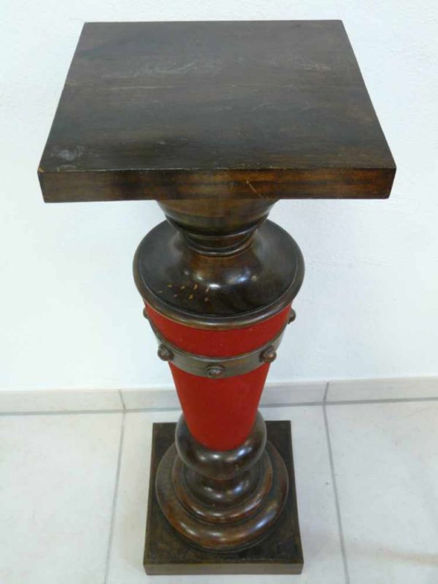 Gründerzeit - Blumensäule Holz - Blumensäule, um 1880. Über quadratischem Sockel balustrierter - Image 3 of 3