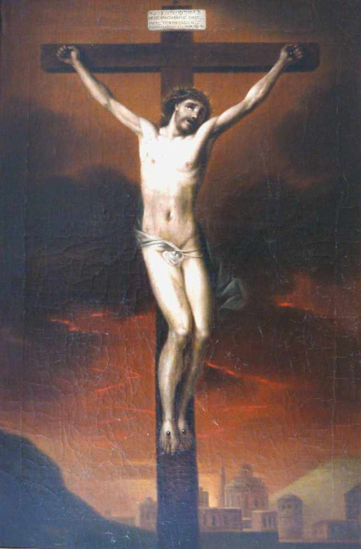 Der GekreuzigteWohl um 1700.Motiv: Der gekreuzigte Christus, im Viernageltypus gegeben. Das helle