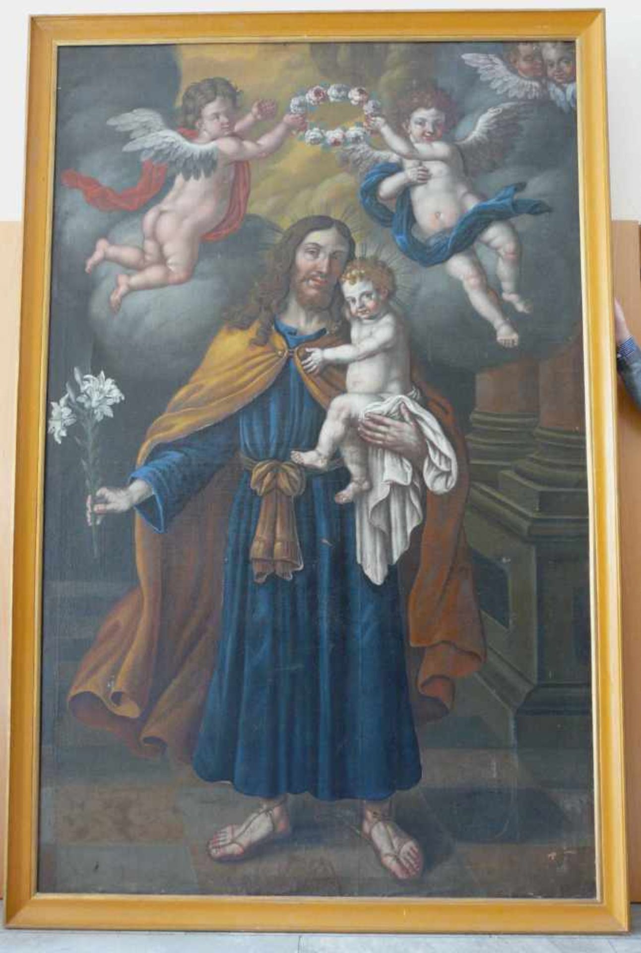 Monumentalgemälde des von Engeln umrahmten Heiligen Joseph mit dem JesusknabenSüddeutsch, 18. - Bild 2 aus 3