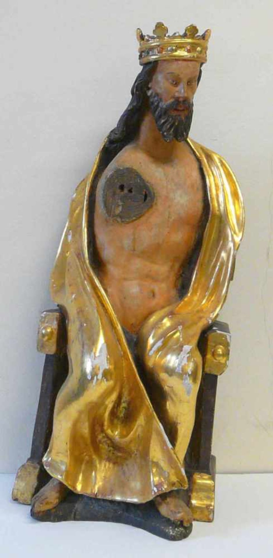 Gotischer Christus - Majestas DominiHolz, geschnitzt, rückseitig gehöhlt, vermutlich 15. / 16.