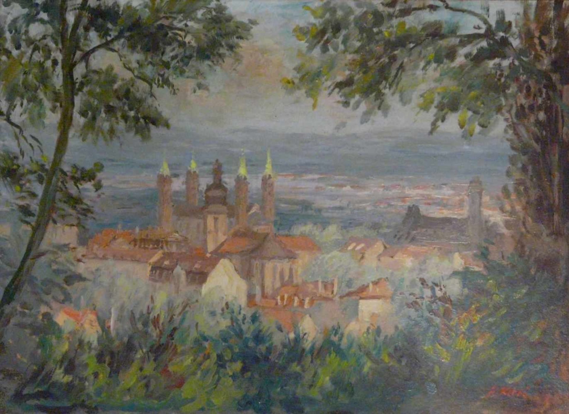 Fritz Karl, Blick auf Bamberg (Dom, Stephanskirche, Obere Pfarre)Fritz Karl: Glonn 1886 - 1965