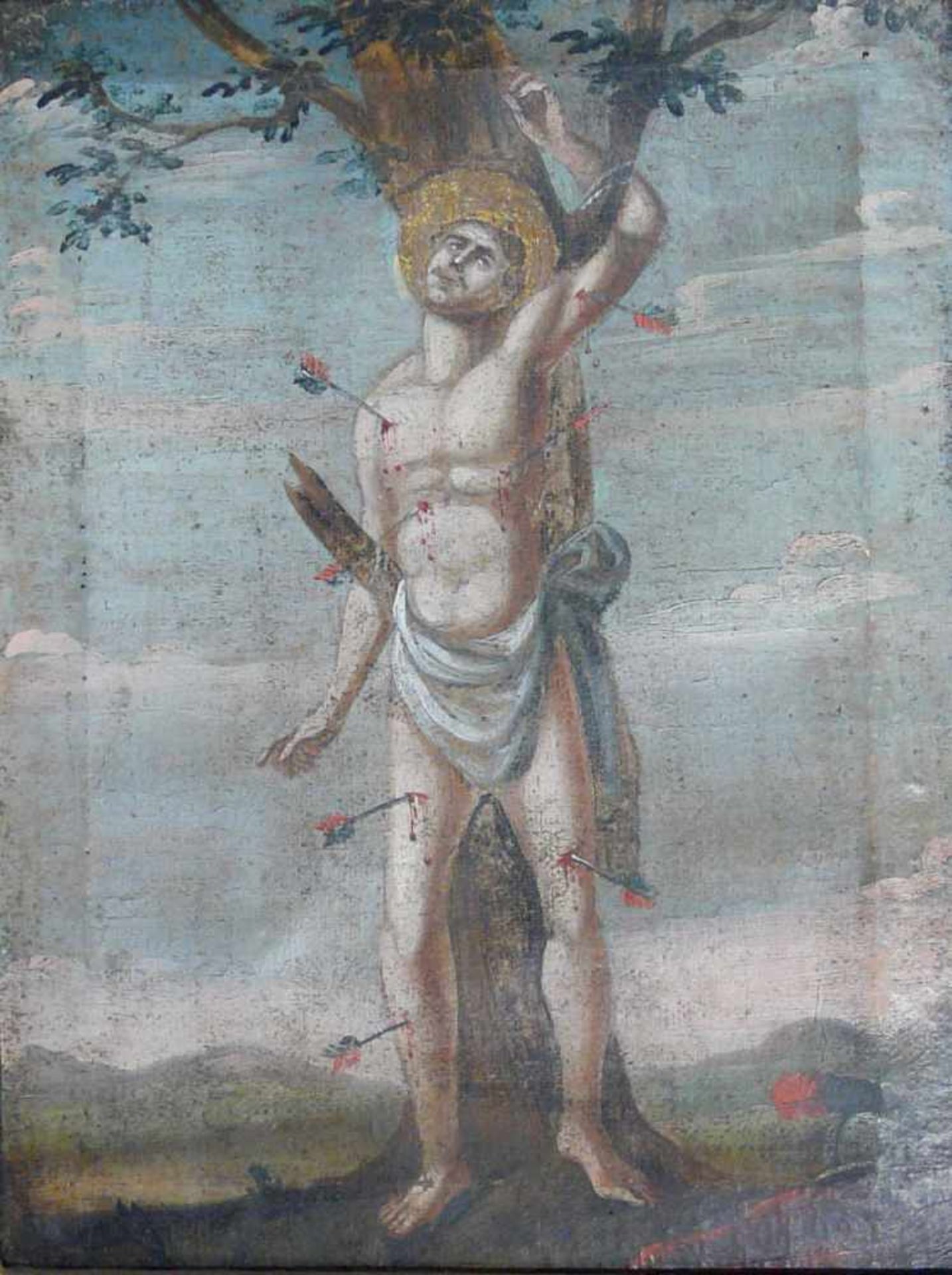 Heiliger SebastianWohl um 1730. Motiv: Darstellung des gemarterten Sebastian, gezeigt als mit