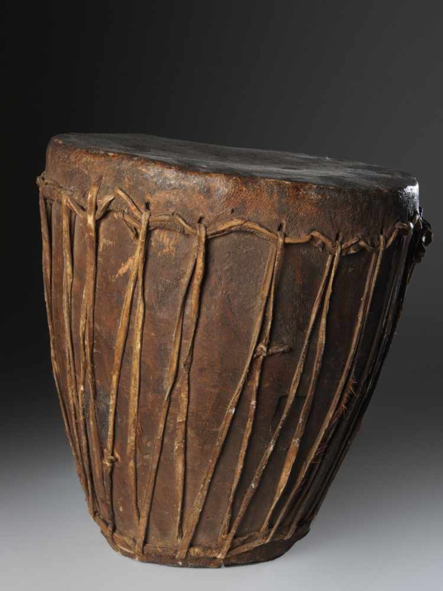 Handcarved Authentic Drum - Kongo People, DRC - Tribal ArtHandcarved Authentic Drum - Kongo