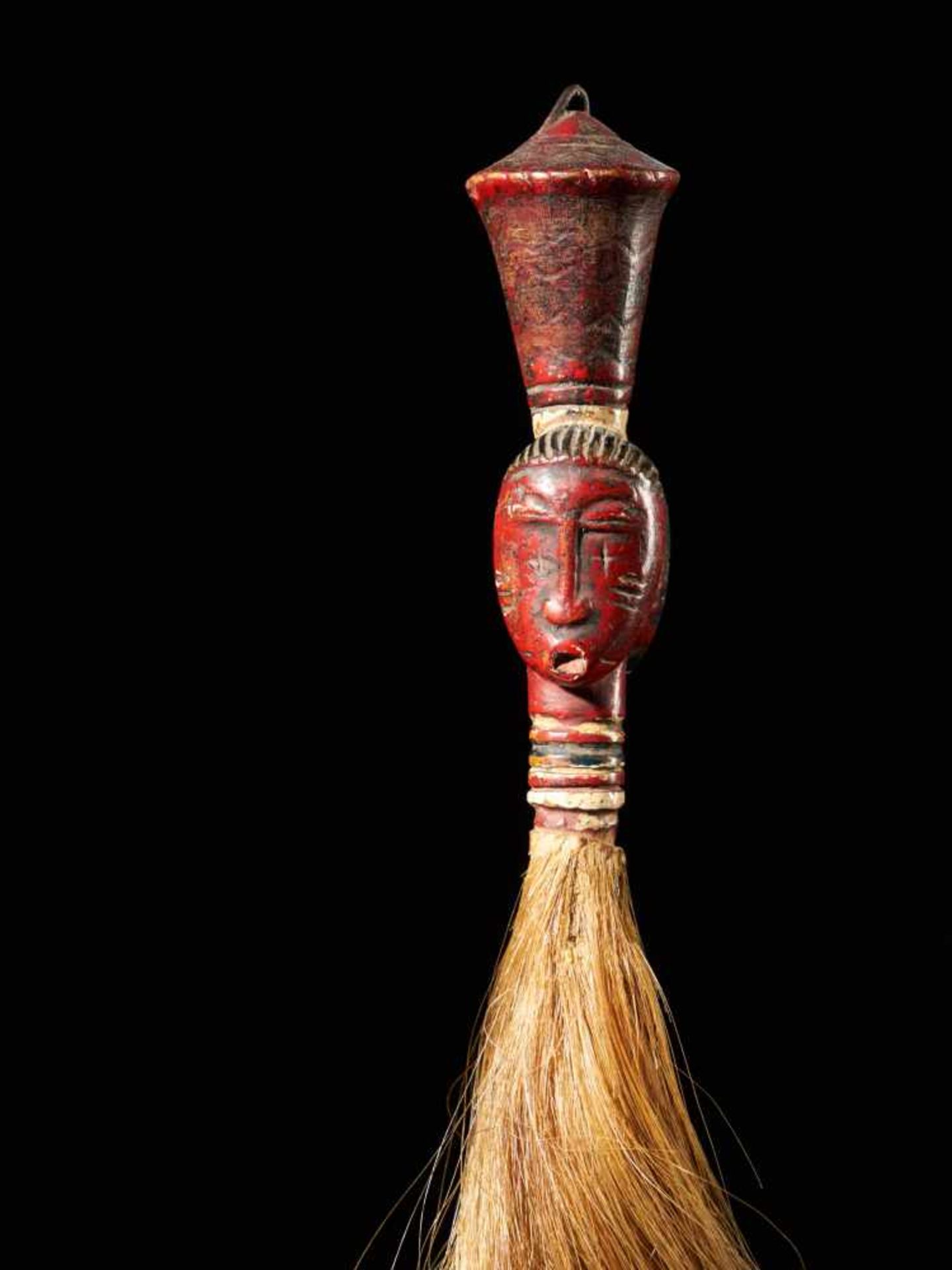 Polychromed Flywhisk - Baule People, Ivory Coast - Tribal ArtPolychromed Flywhisk - Baule People, - Image 6 of 6