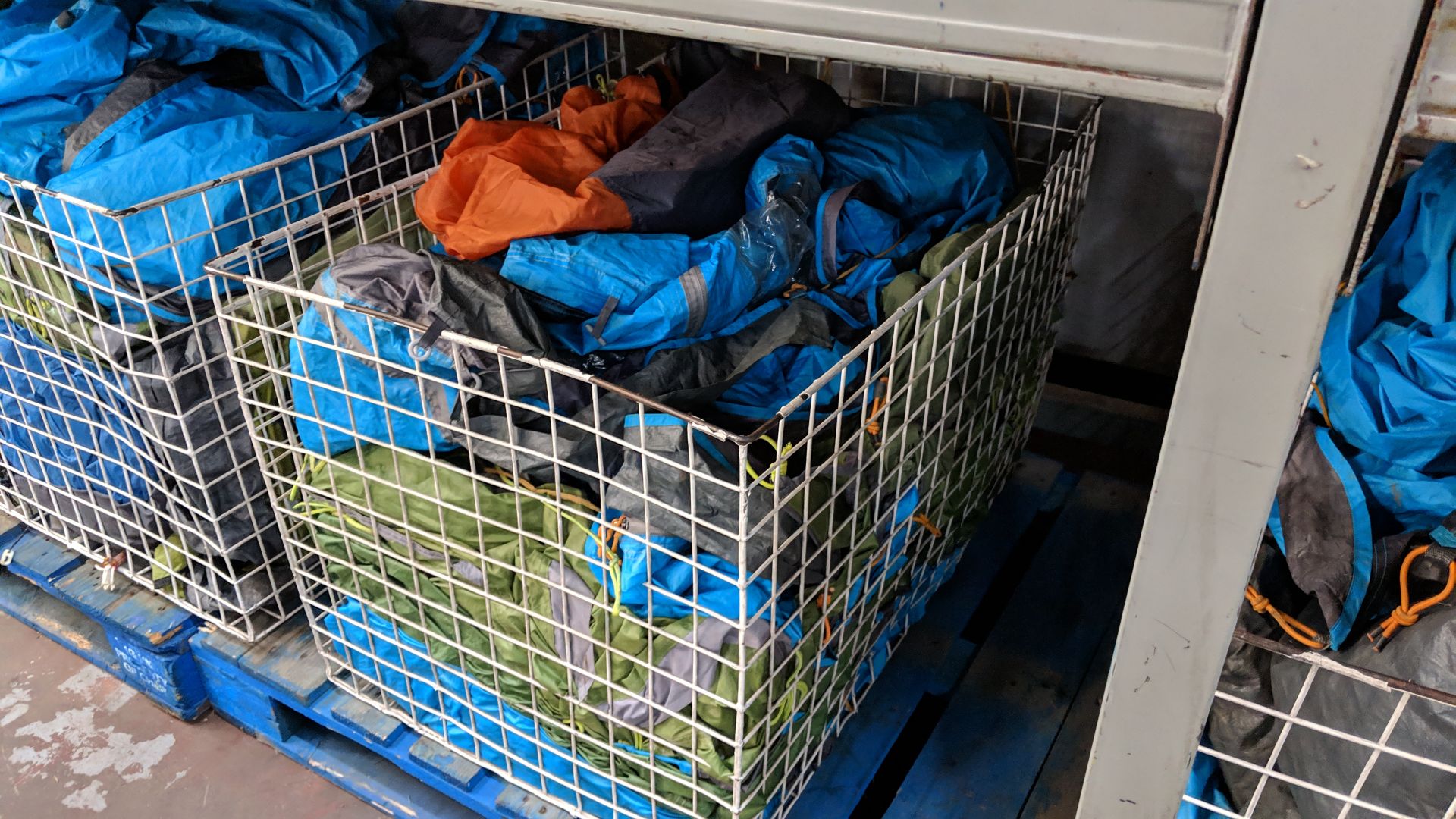 Contents of 5 large cages of assorted groundsheets, tarps & other camping related items - cages - Image 7 of 17