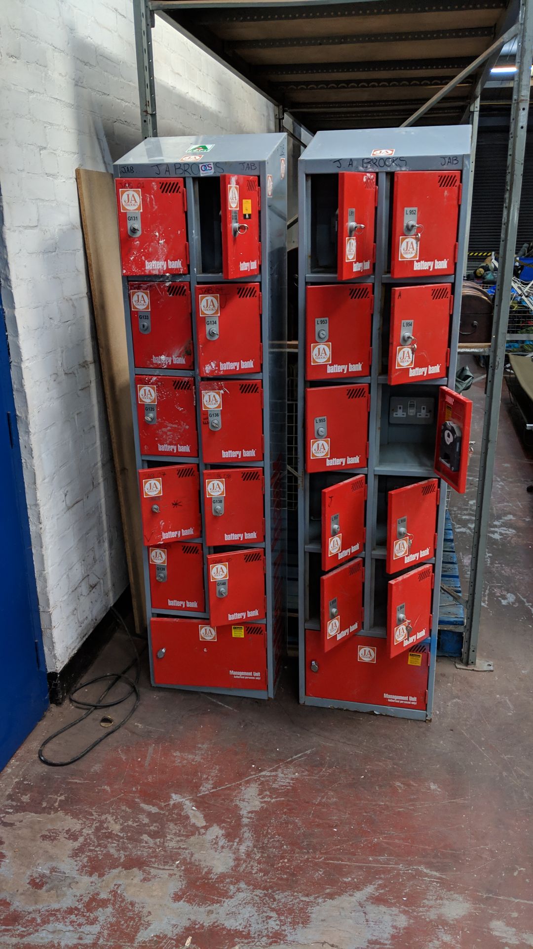 2 off battery bank lockable cubicles, each comprising a total of 12 small lockable cubicles with - Image 3 of 7