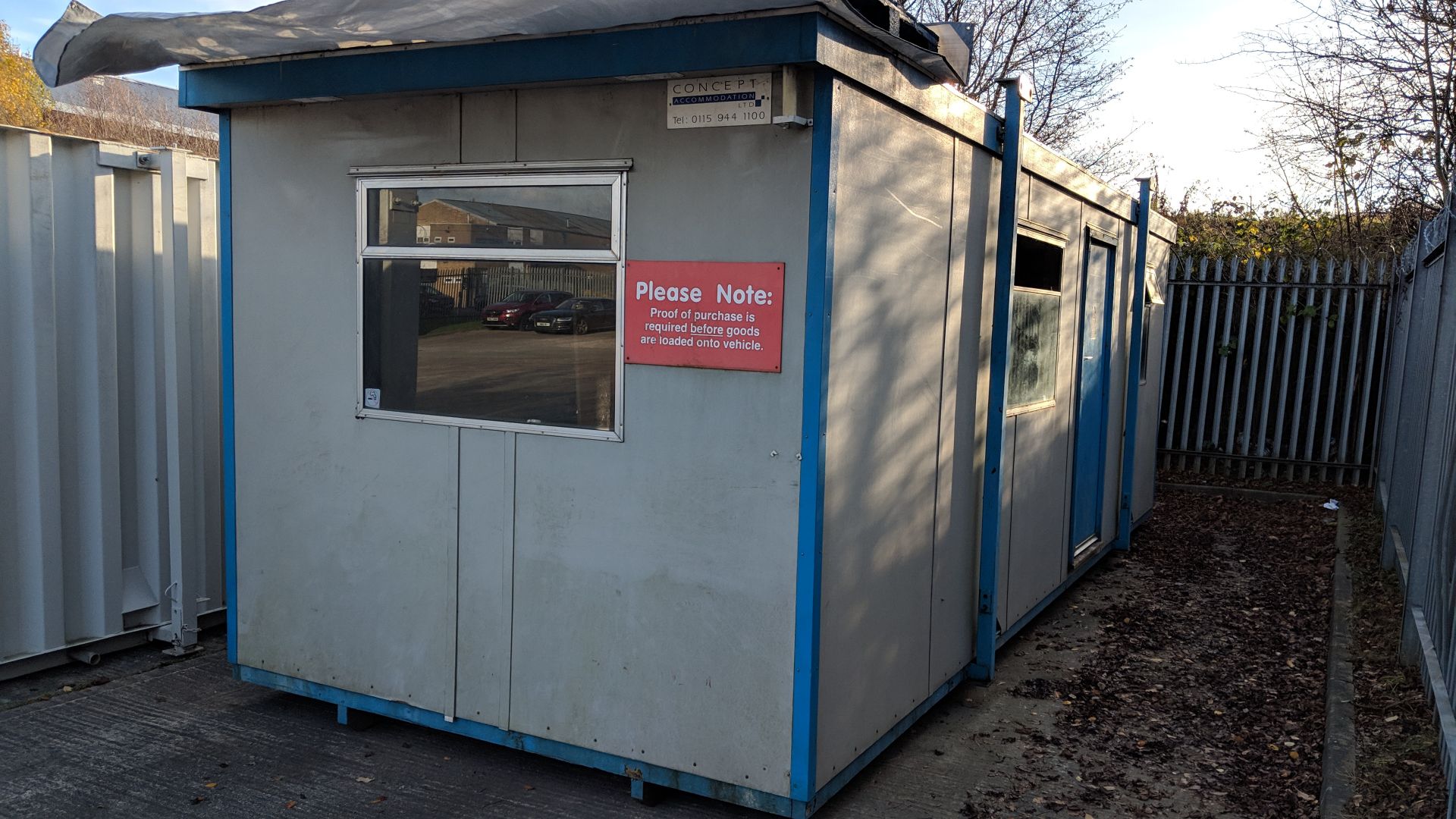 Jack leg cabin, last used as an office, with toilet & small kitchen section in partitioned area at