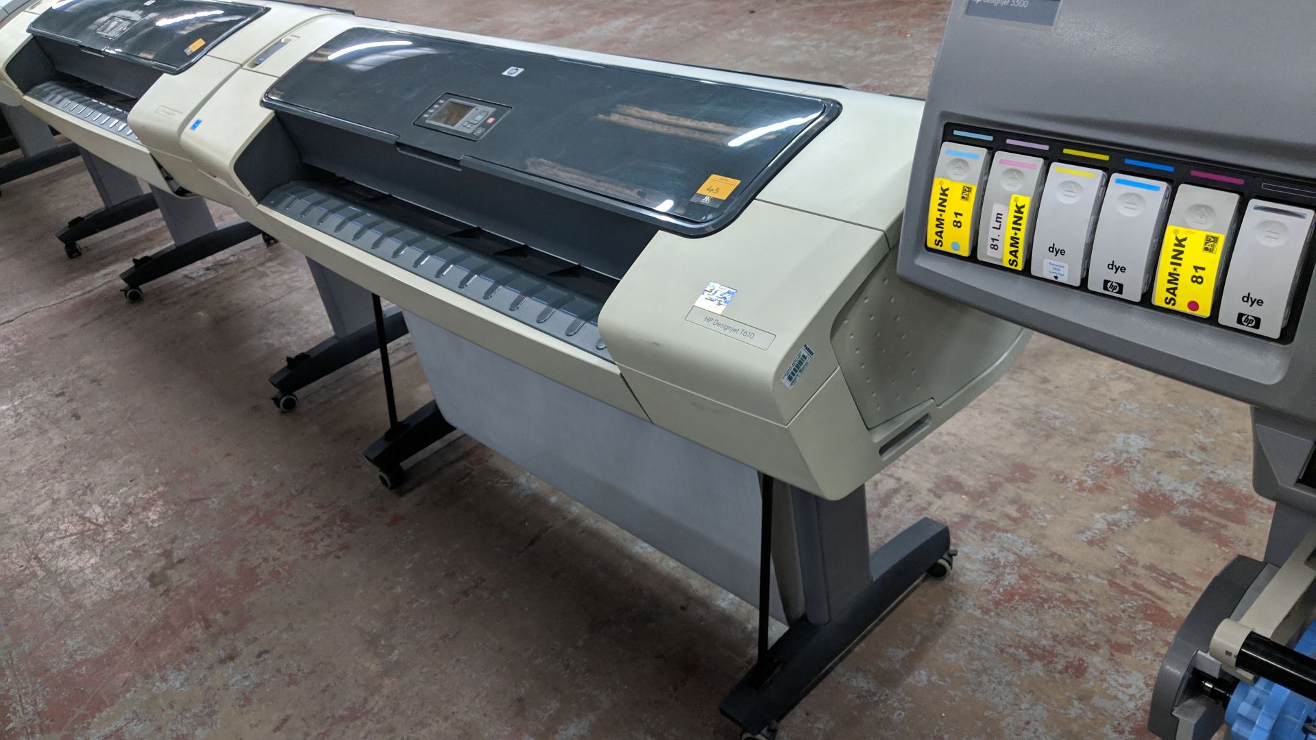 HP DesignJet T610 44" wide format printer, serial no. MY77M1C00F, factory model Q6712A IMPORTANT: