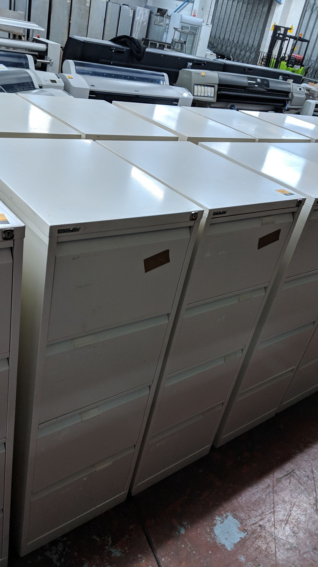 4 off Bisley off-white metal 4 drawer filing cabinets IMPORTANT: Please remember goods