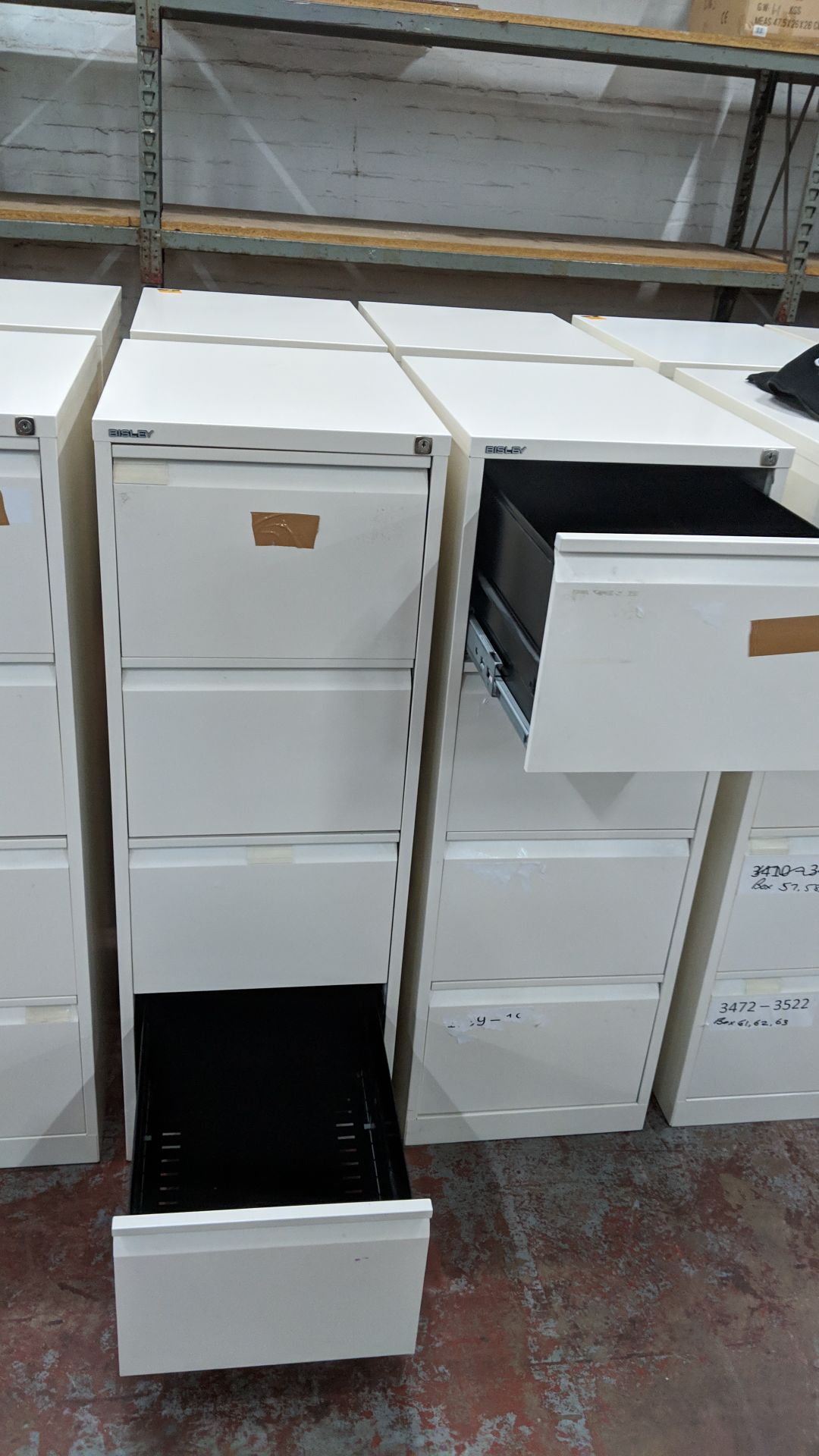 4 off Bisley off-white metal 4 drawer filing cabinets IMPORTANT: Please remember goods - Image 5 of 6