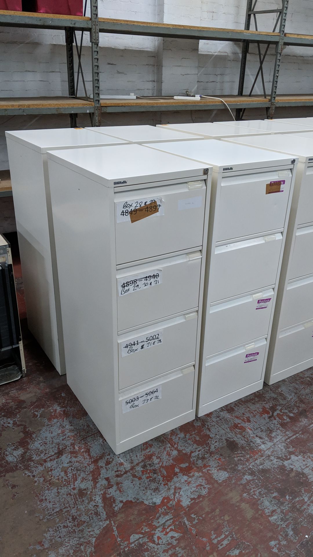 4 off Bisley off-white metal 4 drawer filing cabinets IMPORTANT: Please remember goods - Image 4 of 6