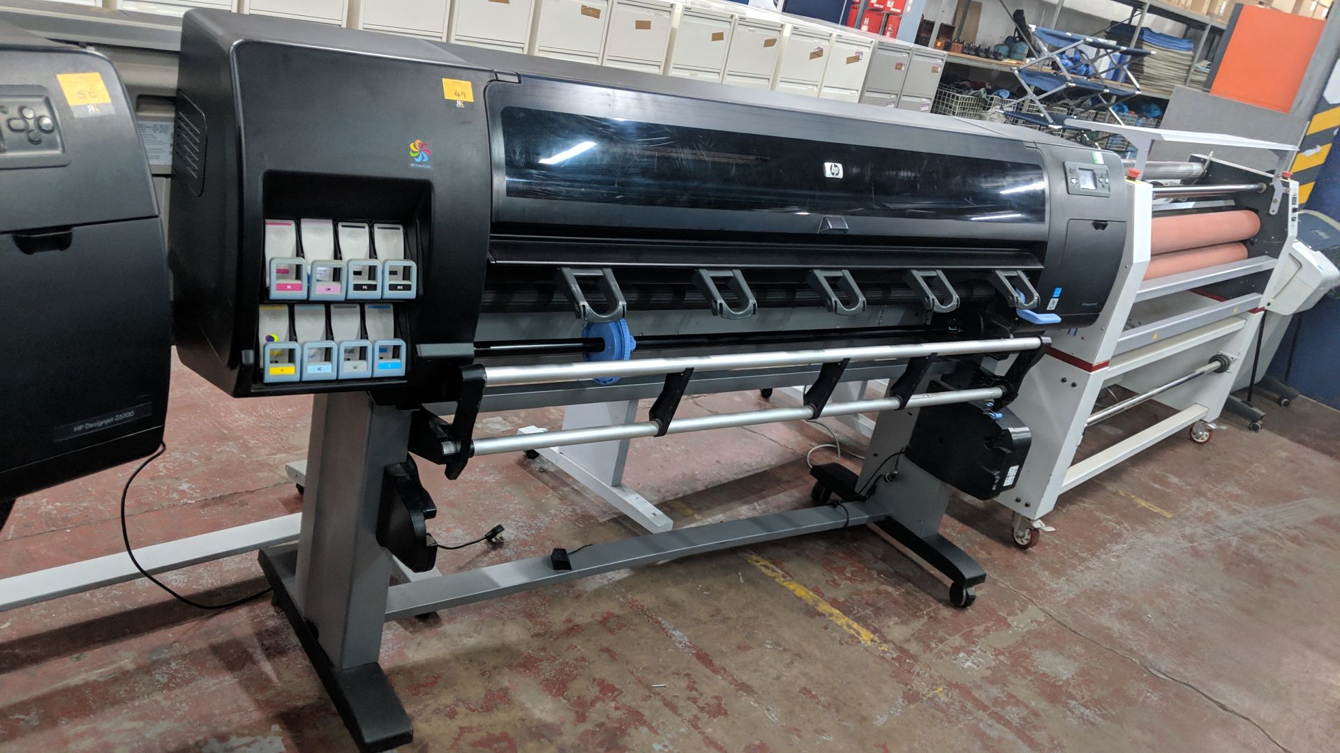 HP DesignJet Z6100 60" wide format printer, serial no. MY9CBB9005, factory model Q6652Z IMPORTANT: - Image 3 of 20