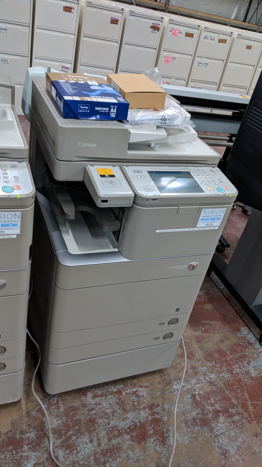 Canon imageRUNNER Advance model C5030i floorstanding copier with auto docufeed & pedestal