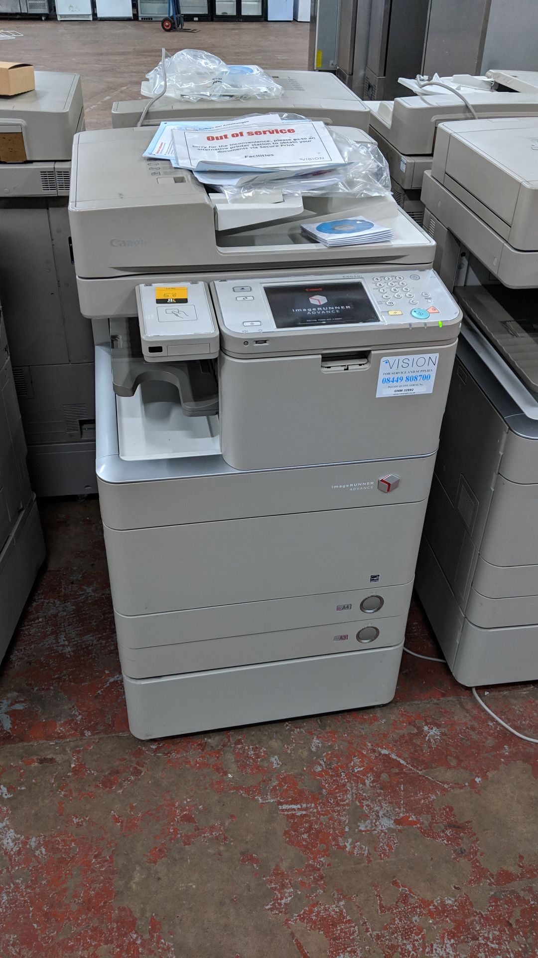 Canon imageRUNNER Advance model C5030i floorstanding copier with auto docufeed & pedestal