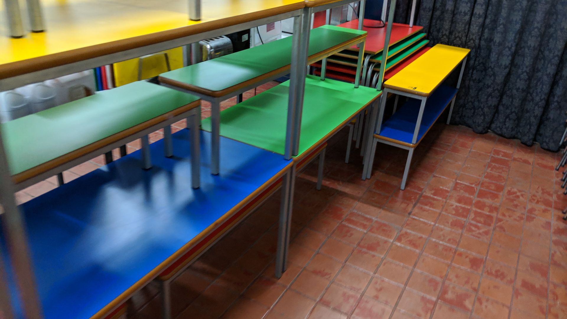 Quantity of children's furniture in assorted bright colours consisting of 5 stacking rectangular - Image 8 of 14