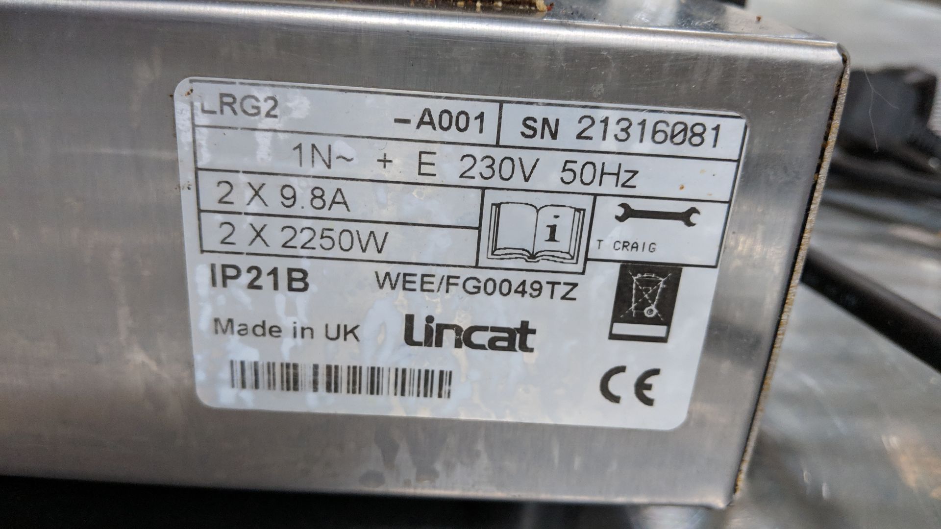 Lincat LRG2 double twin contact grill Lots 80 - 95 & 168 - 249 consist of café furniture, catering - Image 3 of 5