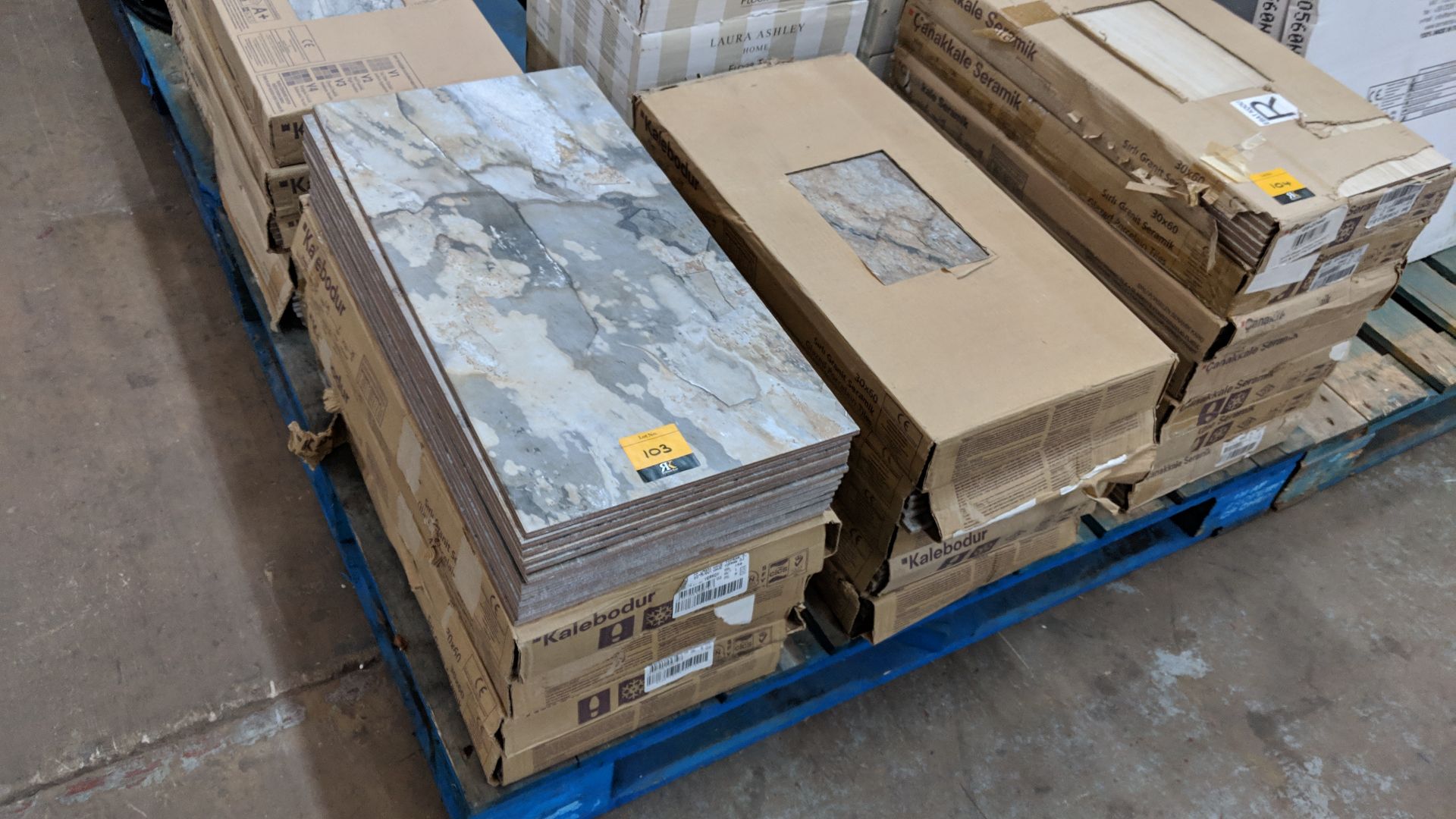 Approx. 11 boxes of Kalebodur high quality floor/wall tiles, each box containing approx. 1.26sq m of