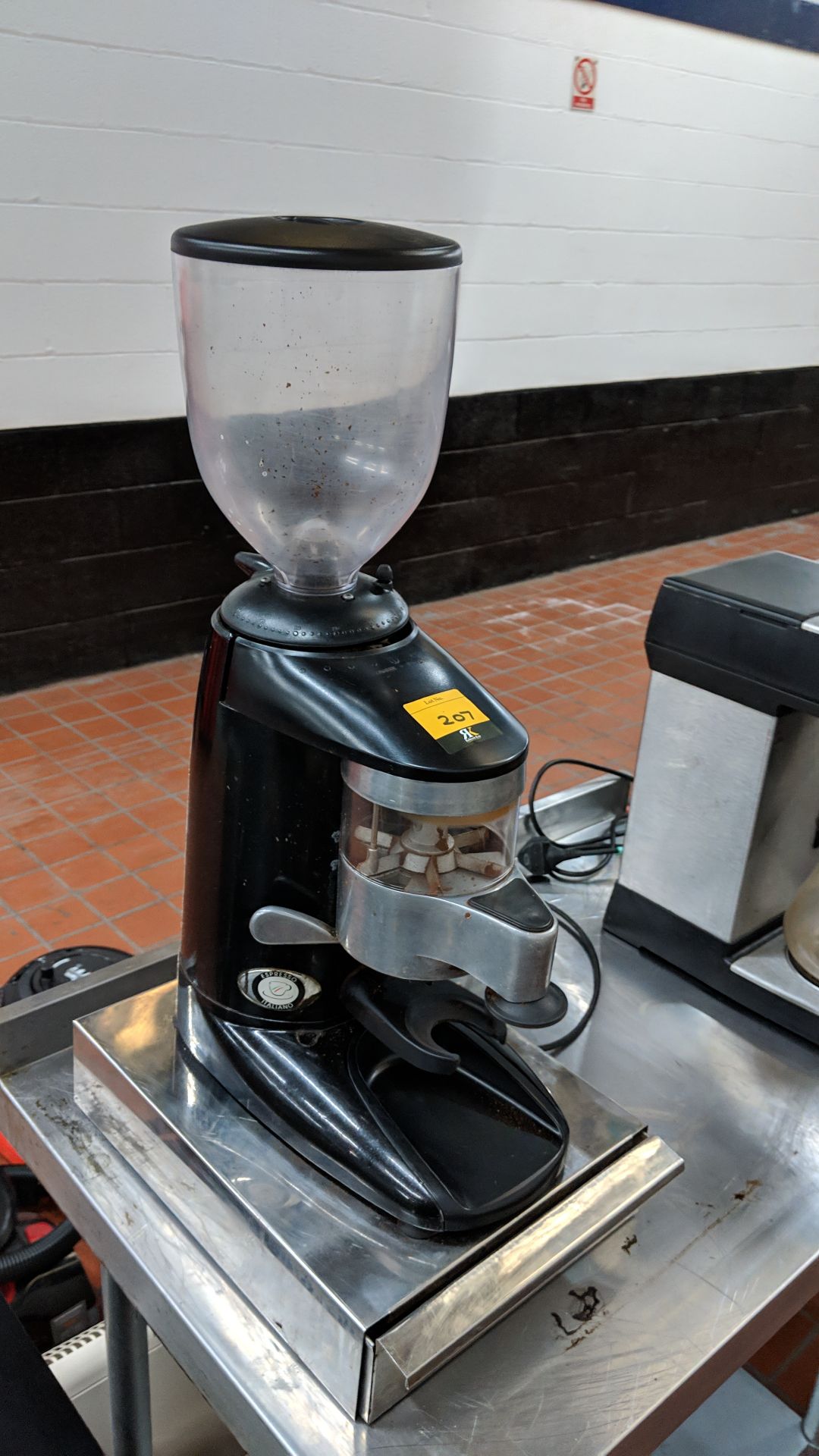 Compak K6M black commercial coffee grinder plus stainless steel knock box with pull-out drawer - Image 3 of 7