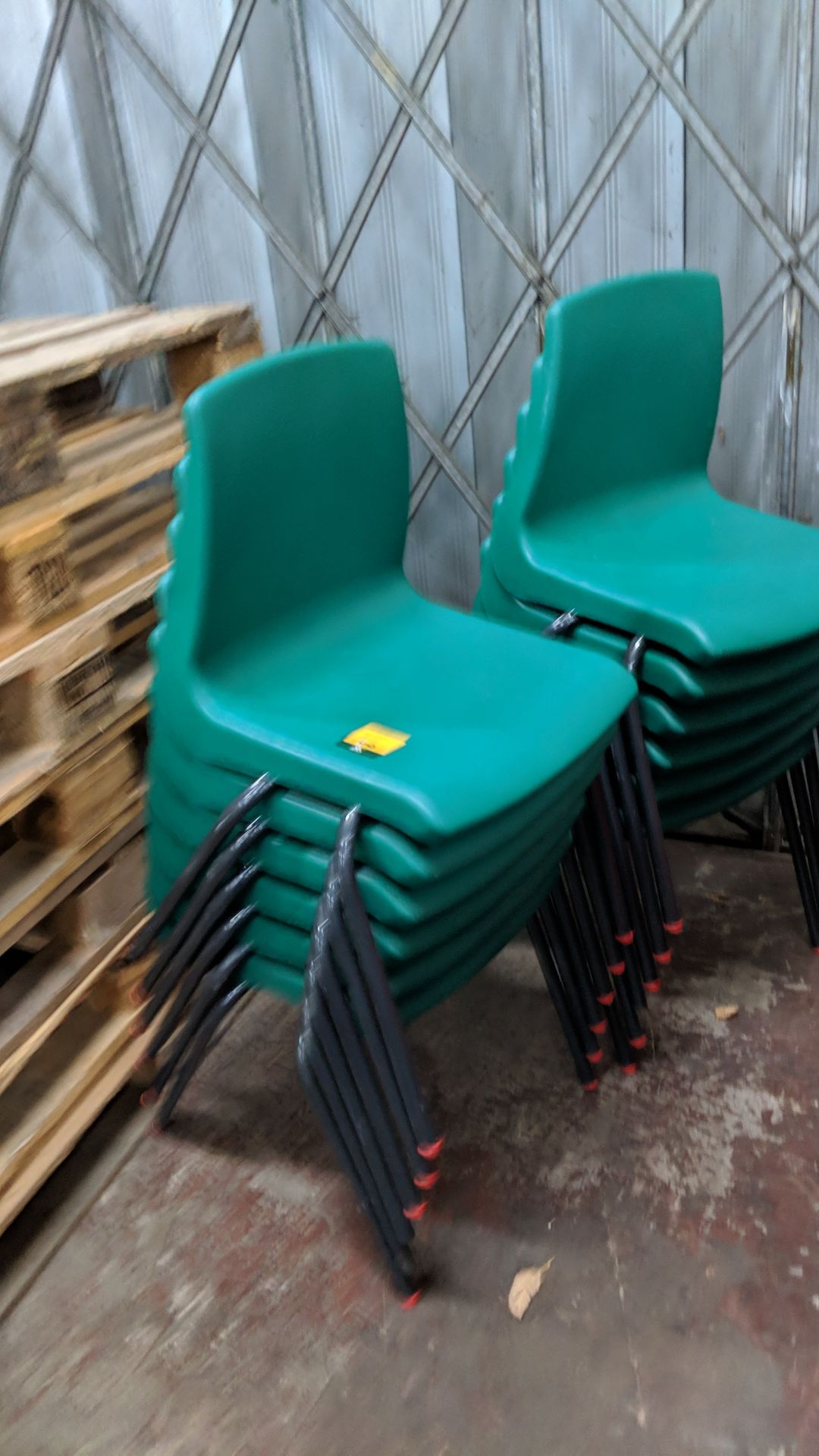 12 off matching stacking children's green chairs on metal legs IMPORTANT: Please remember goods - Image 2 of 5