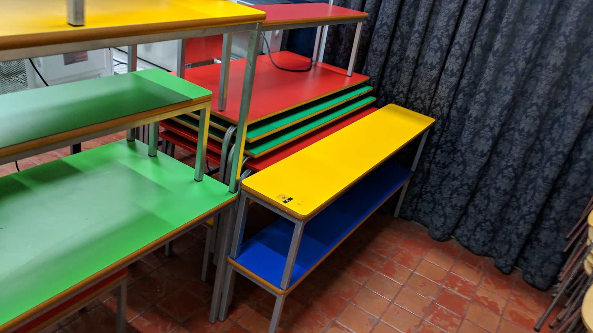 Quantity of children's furniture in assorted bright colours consisting of 5 stacking rectangular - Image 9 of 14