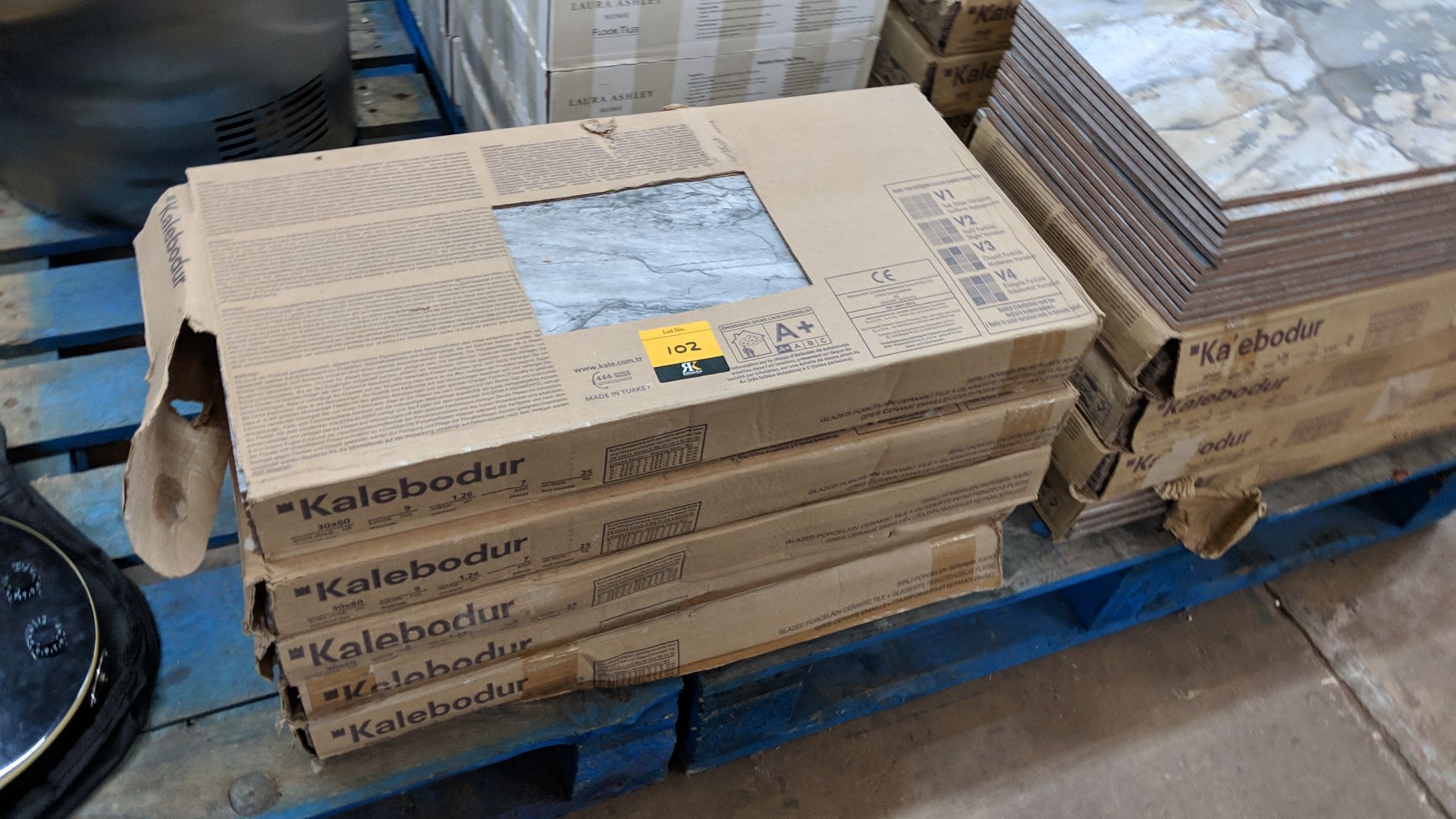 5 boxes of Kalebodur high quality floor/wall tiles, each box containing approx. 1.26sq m of tiles