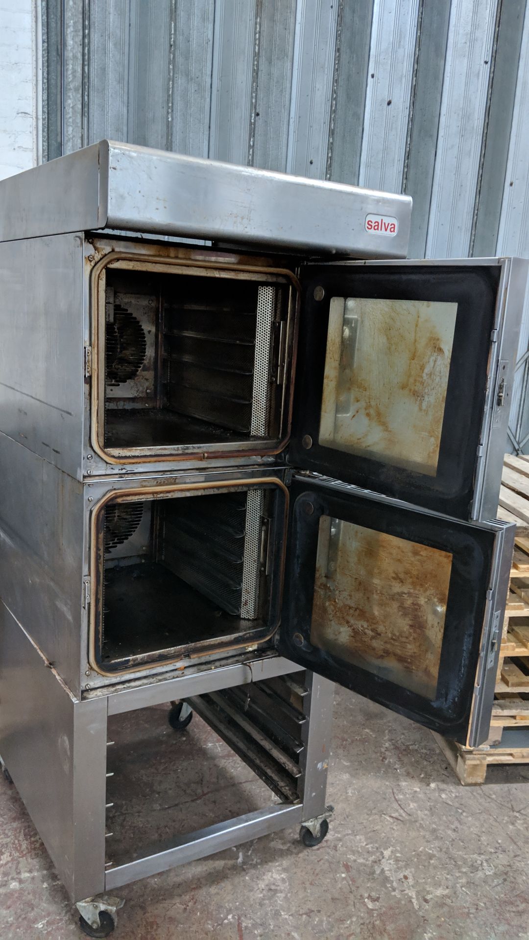 Salva twin vertical stack oven on mobile stand, type K-5+ H-E (marked as being "ex-Greggs" on the - Image 9 of 10