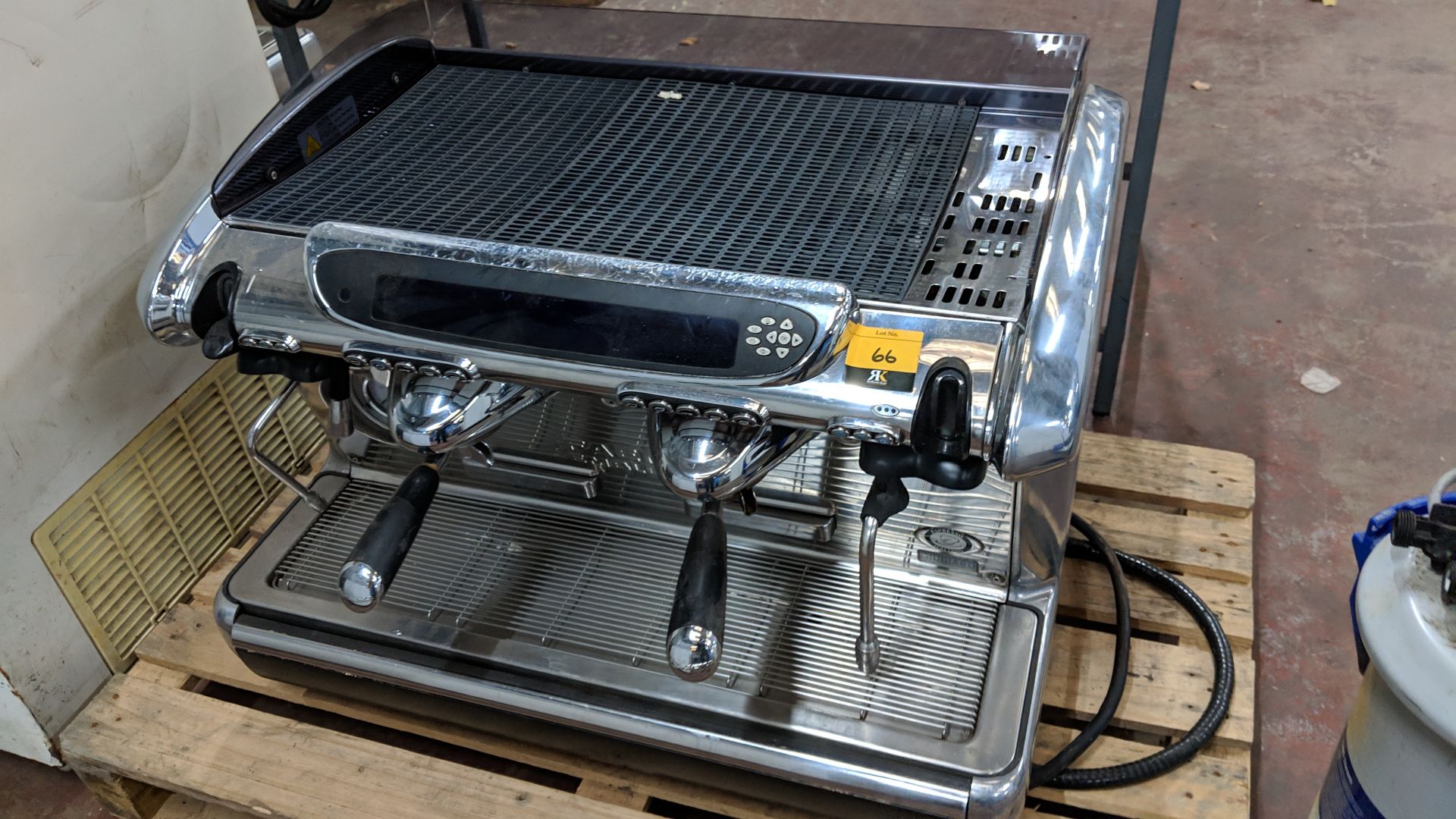 Faema Emblema traditional commercial twin head espresso machine with large digital panel, LED