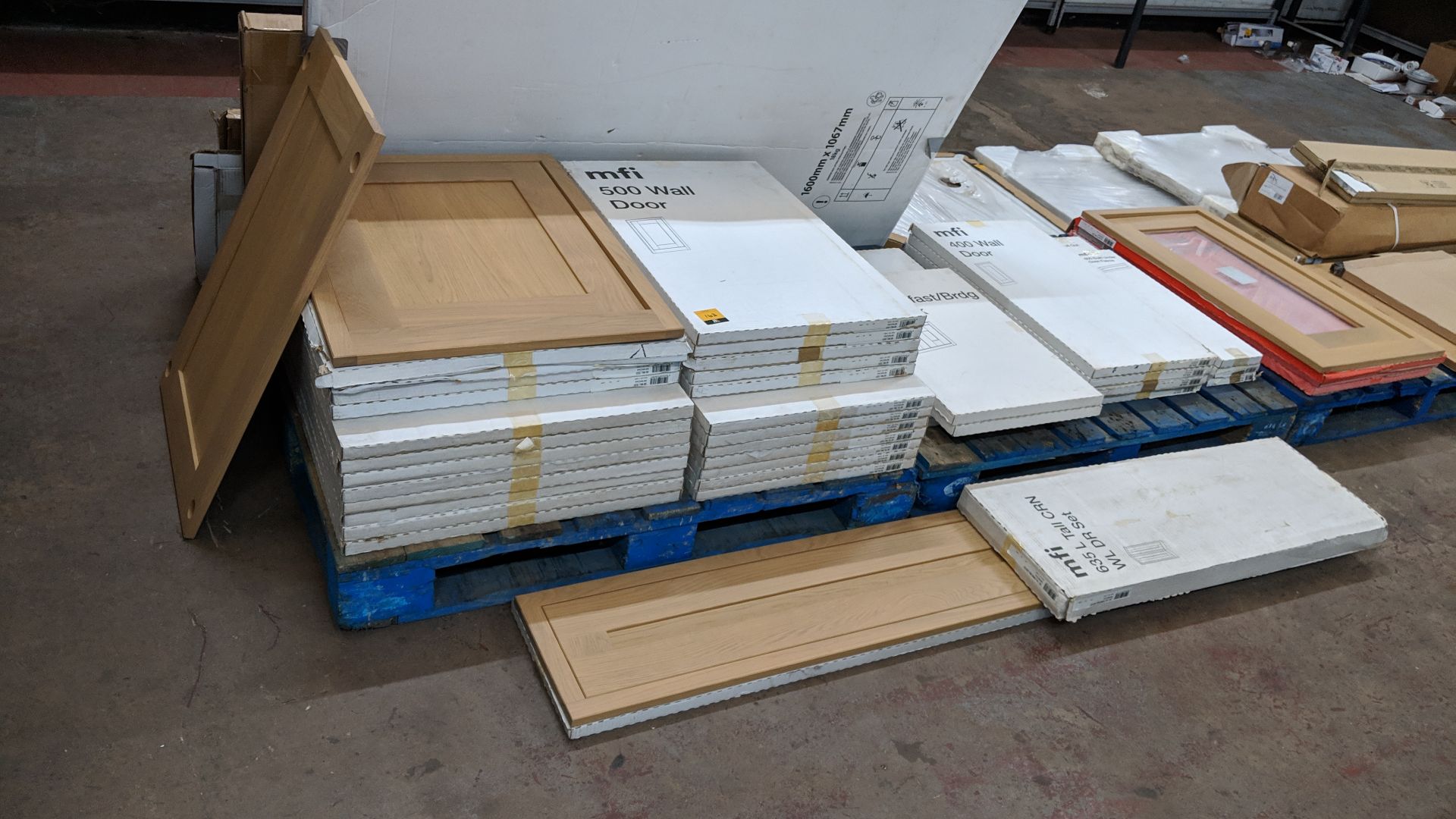 Large quantity of MFI doors & other items comprising the contents of 2 pallets plus the stack of