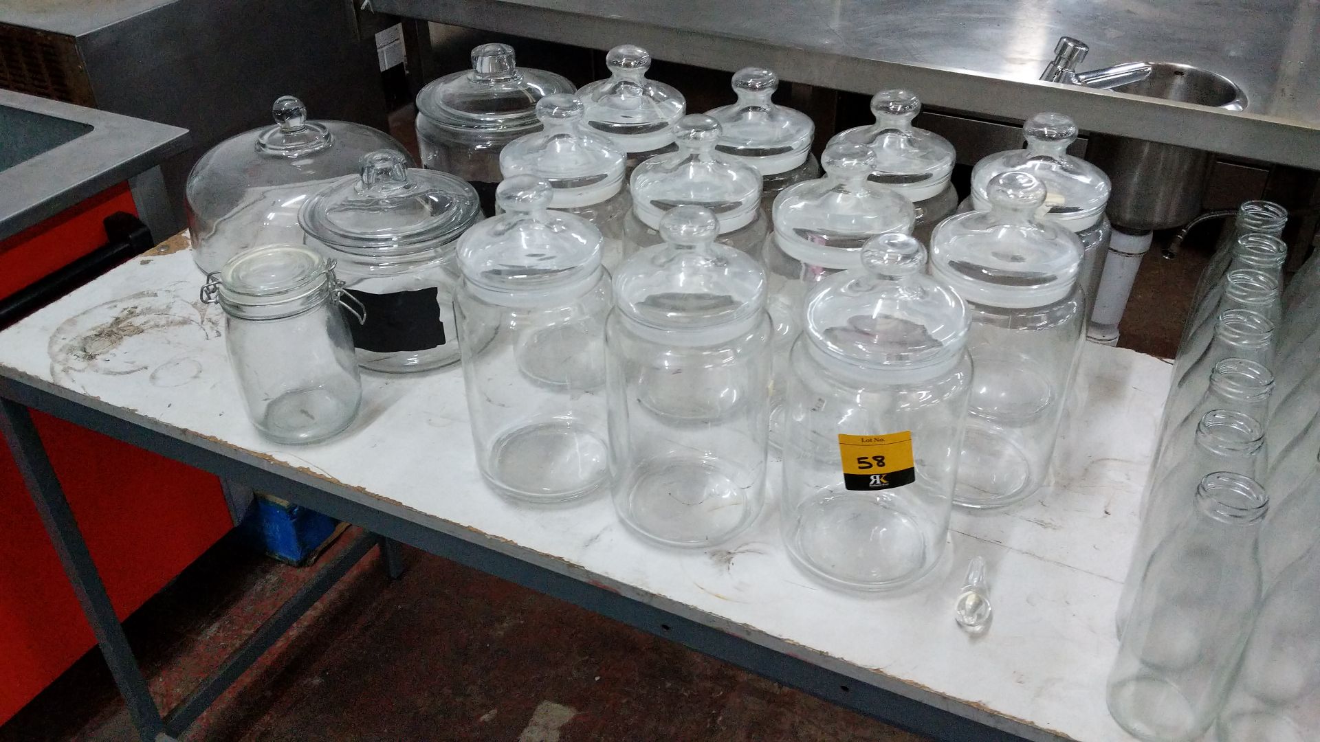 14 off assorted sized glass storage jars plus glass cloche IMPORTANT: Please remember goods - Image 2 of 3