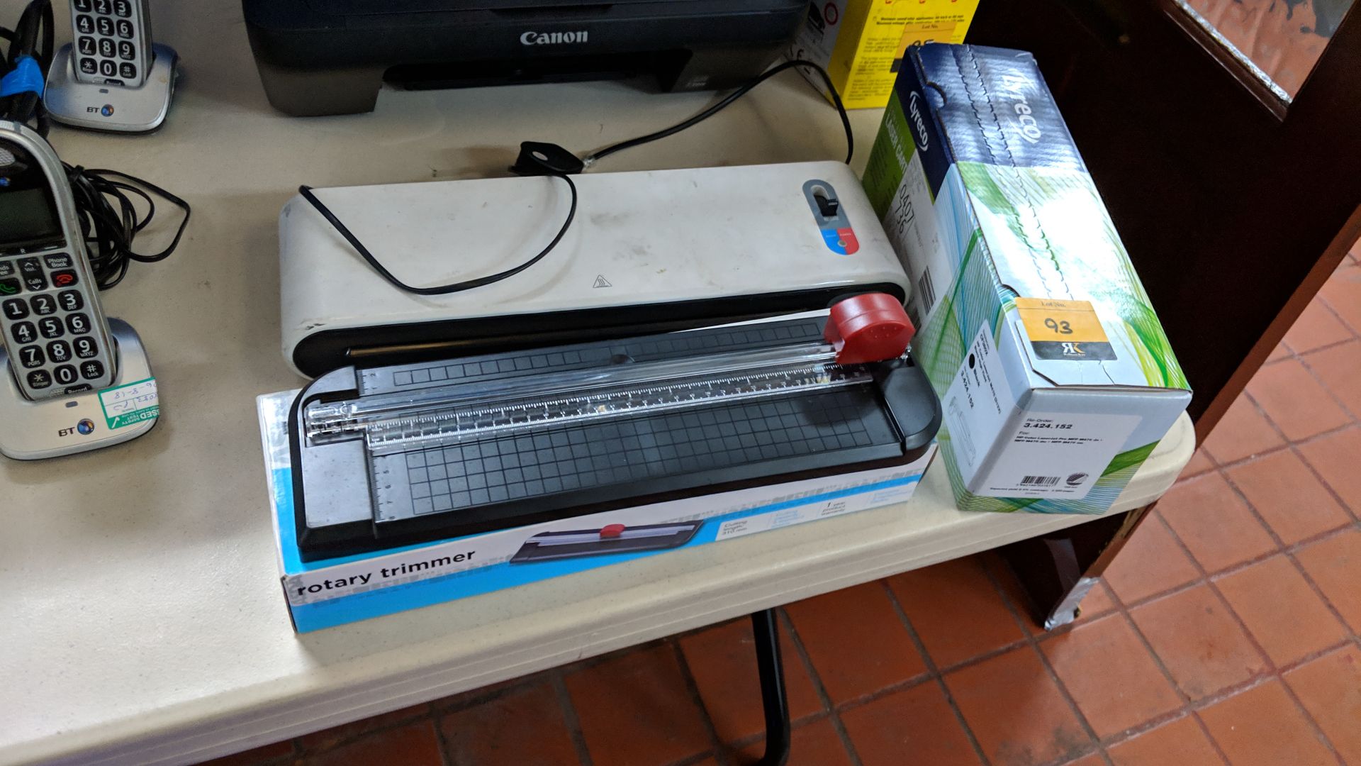 Office equipment comprising rotary trimmer, laminator & spare laser cartridge Lots 80 - 95 & 168 -