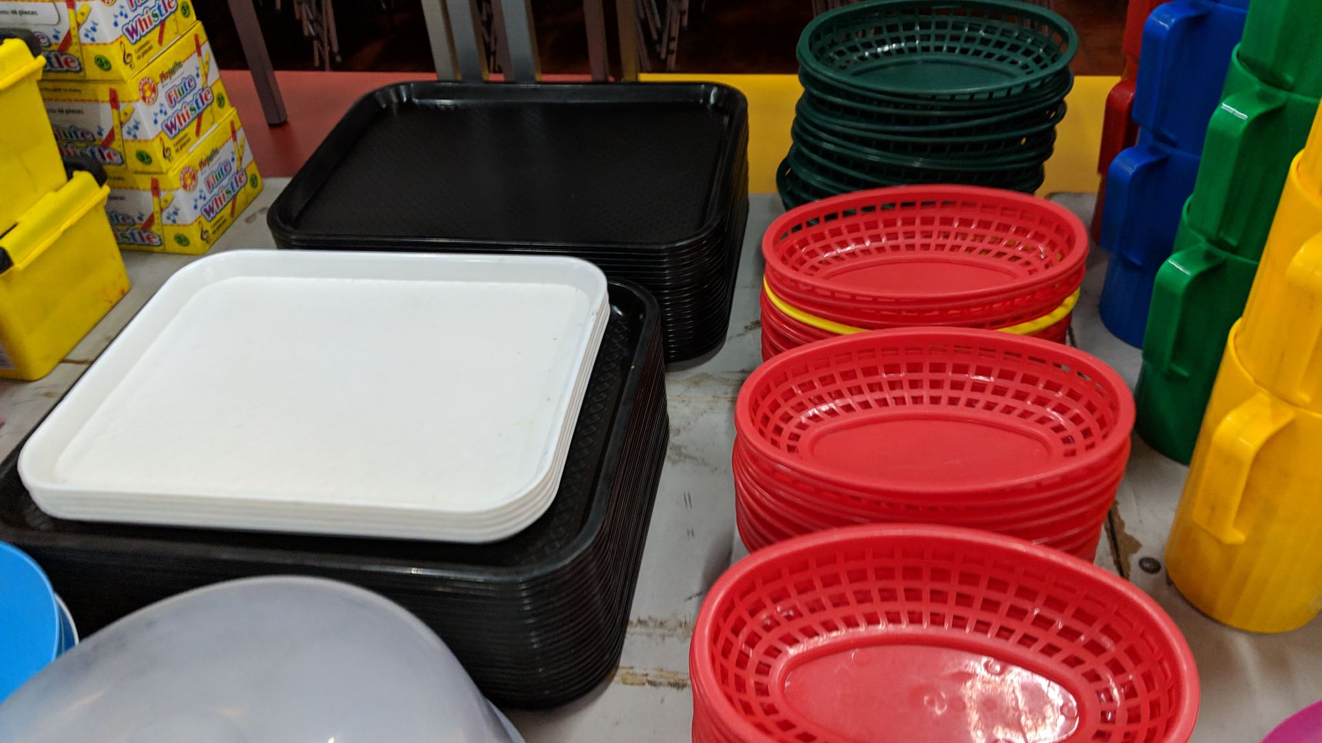 Double row of plastic trays, baskets & cloches Lots 80 - 95 & 168 - 249 consist of café furniture, - Bild 4 aus 6