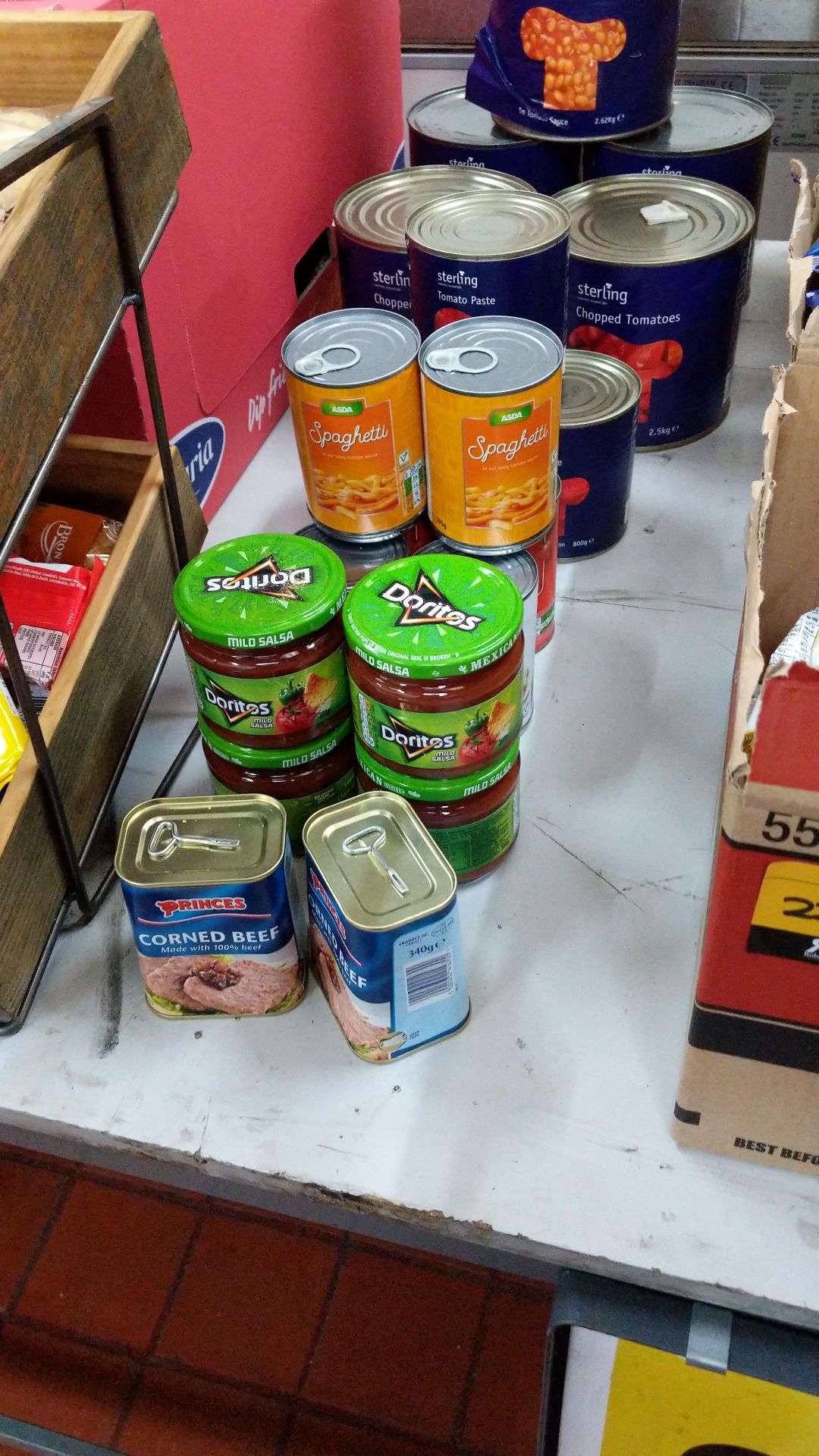 Quantity of foodstuffs comprising 4 boxes of crisps, quantity of cans and jars of food, dispensing - Image 9 of 12