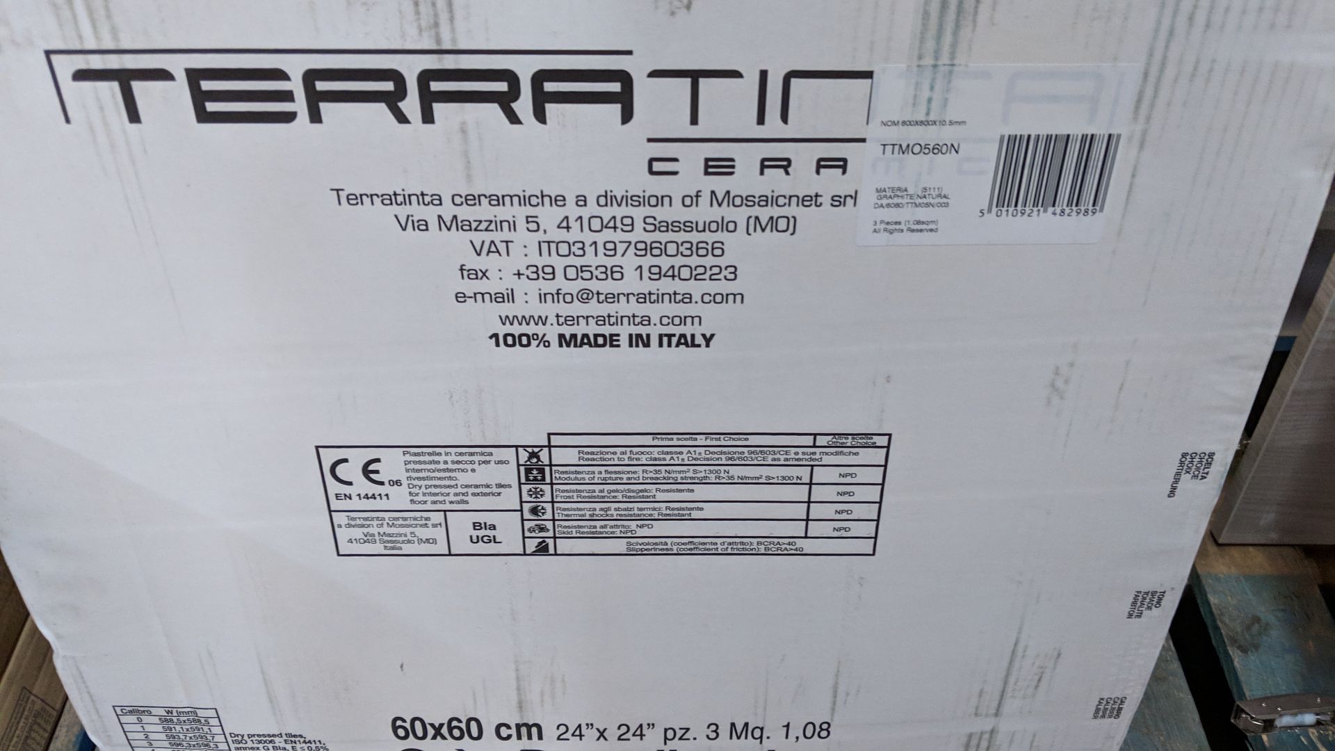 11 boxes of Terratinta ceramic porcelain tiles, each tile measuring 60x60cm, each box containing 3 - Image 6 of 7