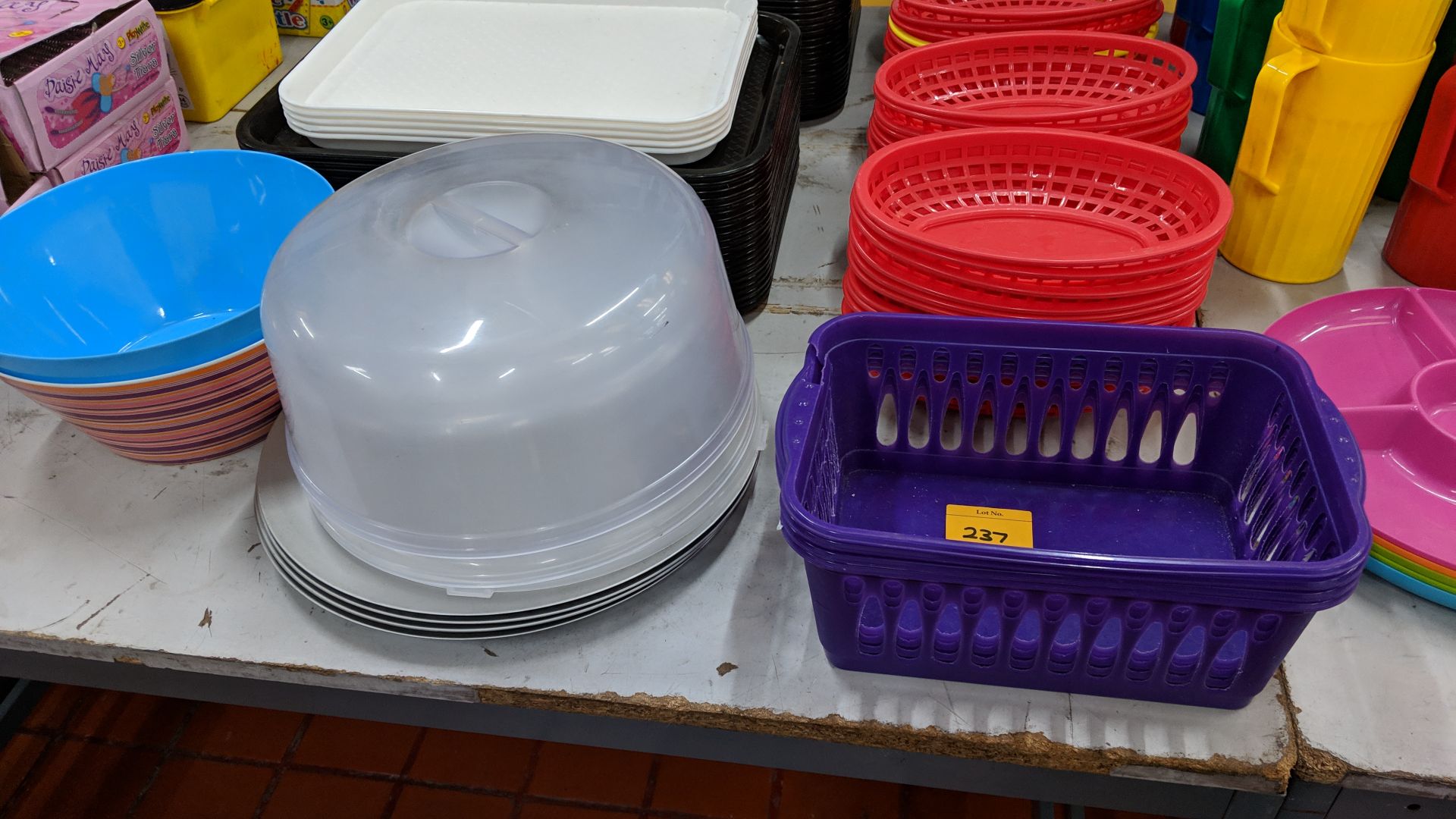 Double row of plastic trays, baskets & cloches Lots 80 - 95 & 168 - 249 consist of café furniture, - Bild 2 aus 6