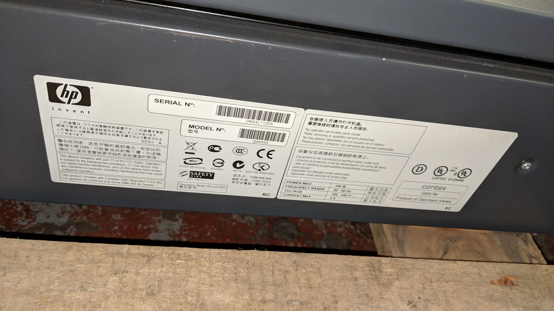 HP DesignJet scanner (820MFP) marked Contex GE67M on rear IMPORTANT: Please remember goods - Image 6 of 7