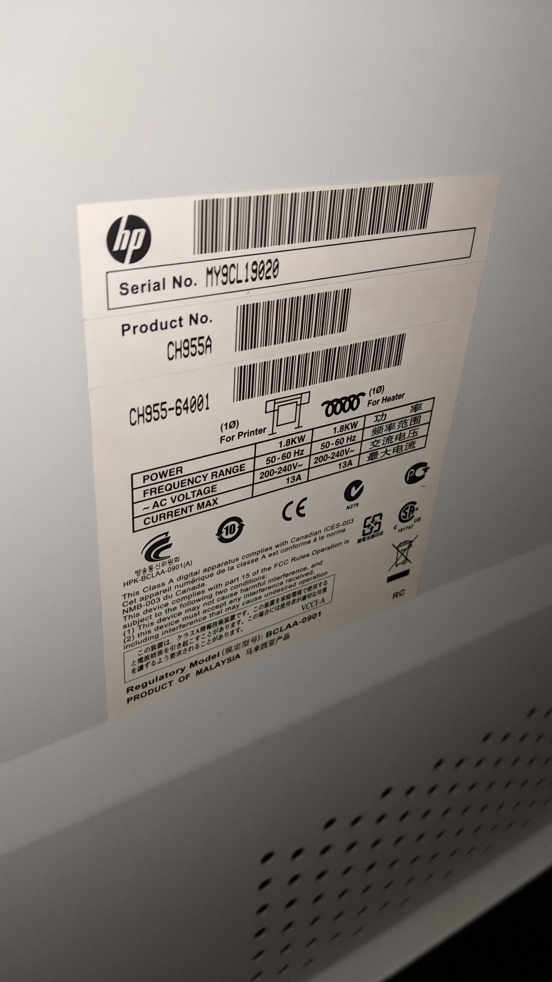 HP DesignJet L25500 latex 42 inch wide format printer, product code CH955A IMPORTANT: Please - Image 9 of 11